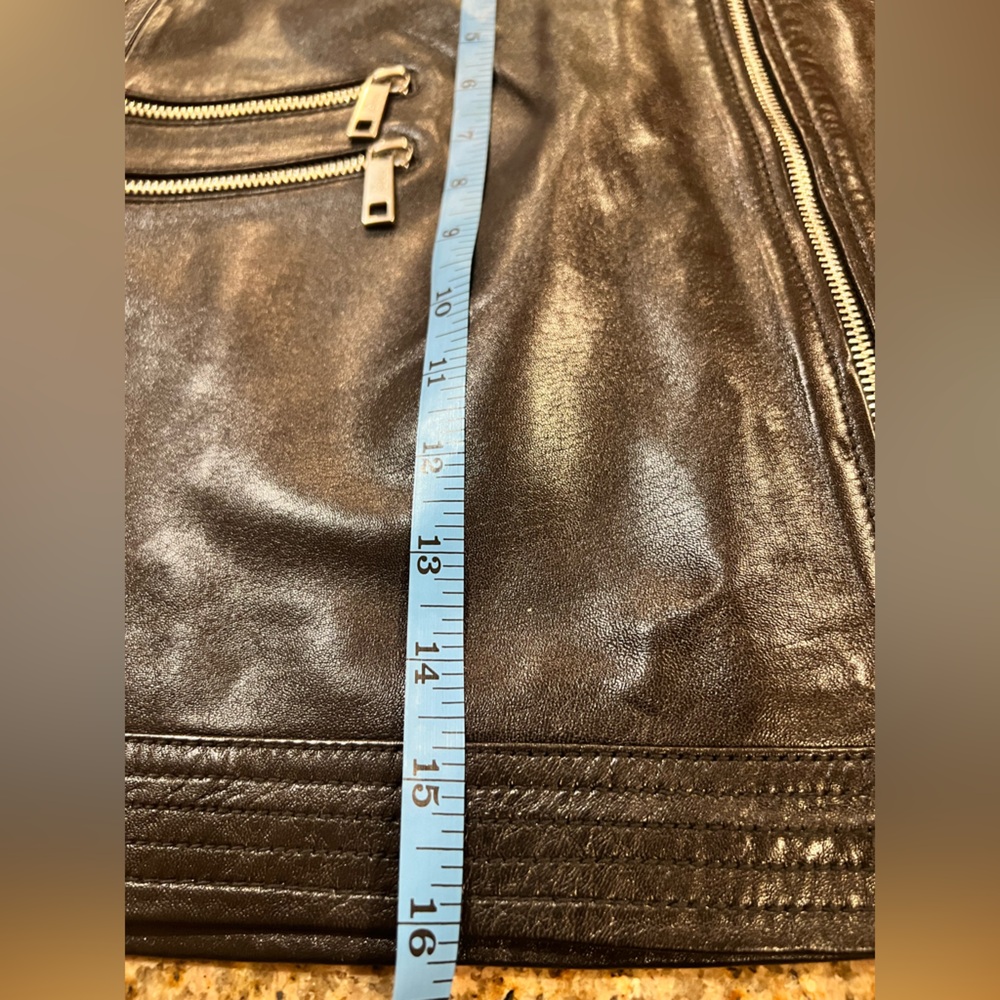 The Kooples Lambskin Leather Mini Skirt Black High Waist Zip Front Sz FR 2/US 6 - Picture 9 of 14